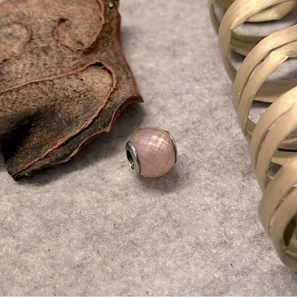 PANDORA Petite Facets Charm with Pink Zirconia Authentic Silver Sparkling - Picture 10 of 11